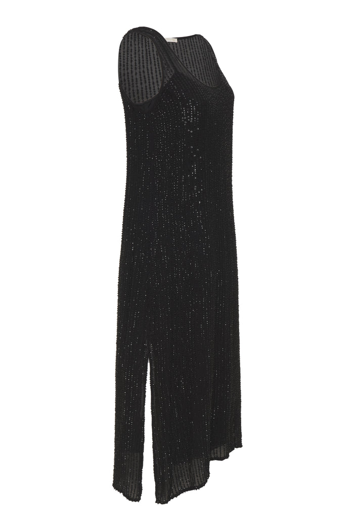 Liza Sequin Long Tank Dress Black