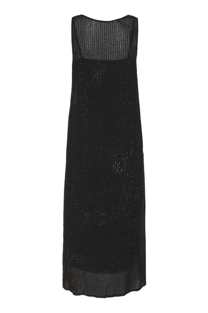 Liza Sequin Long Tank Dress Black