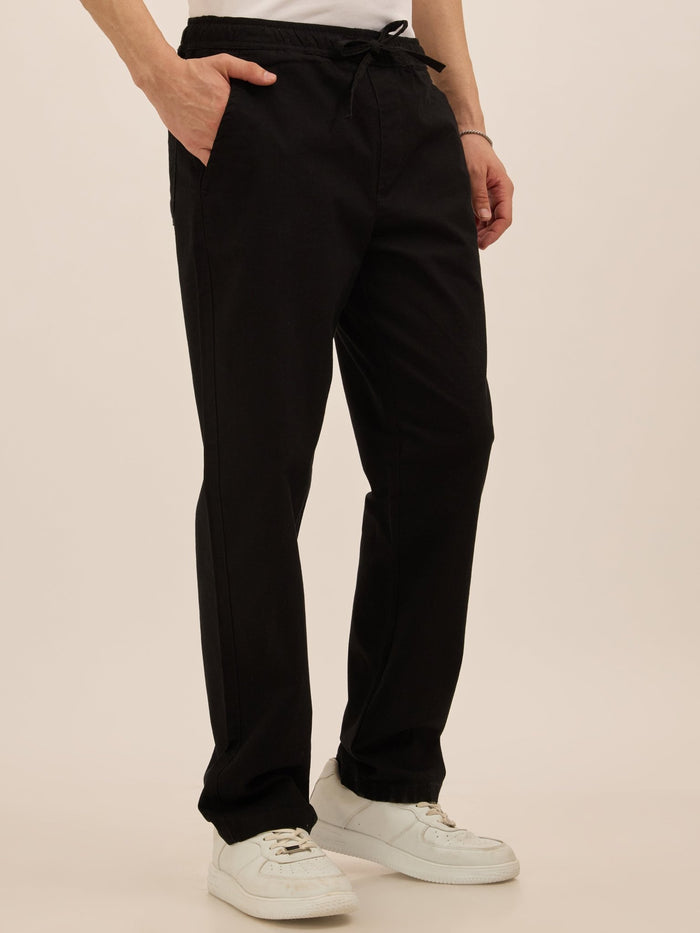 Men's Relaxed Fit Cotton Trouser -  black