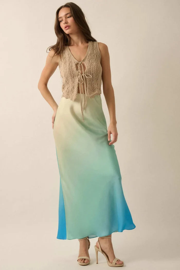 Made in the Shades Ombre Satin Maxi Skirt - ShopPromesa