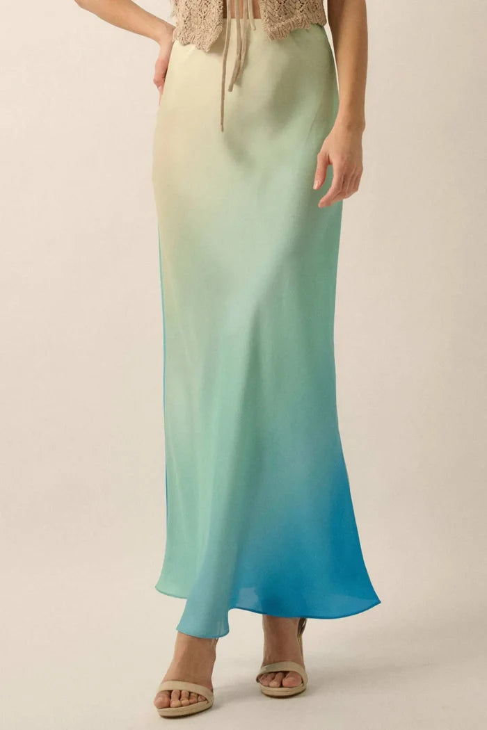 Made in the Shades Ombre Satin Maxi Skirt - ShopPromesa