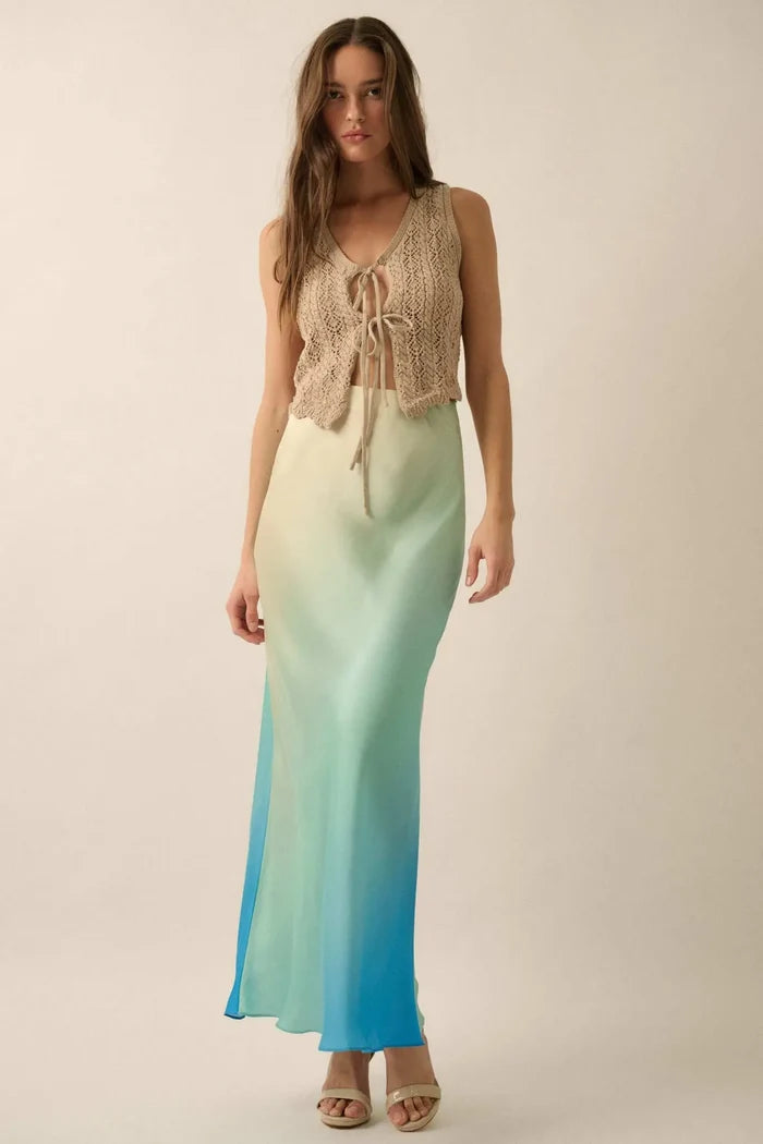 Made in the Shades Ombre Satin Maxi Skirt - ShopPromesa