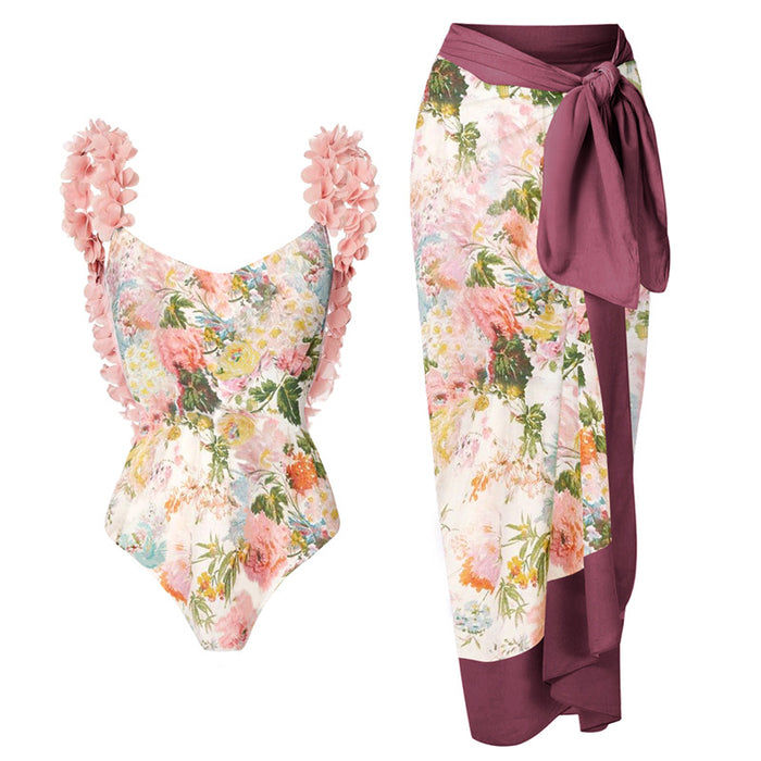 Marie One-Piece Swimsuit Set - Apricot