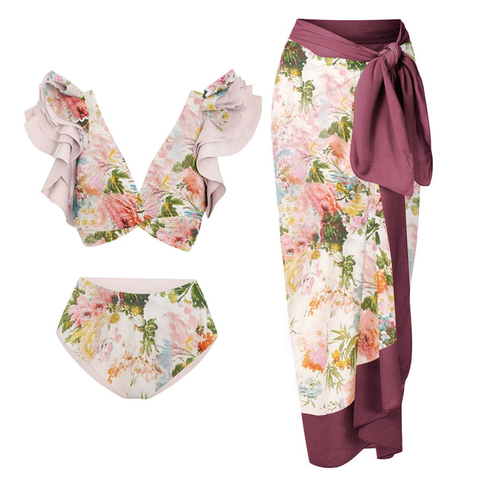 Marie Ruffle Bikini Set - Apricot