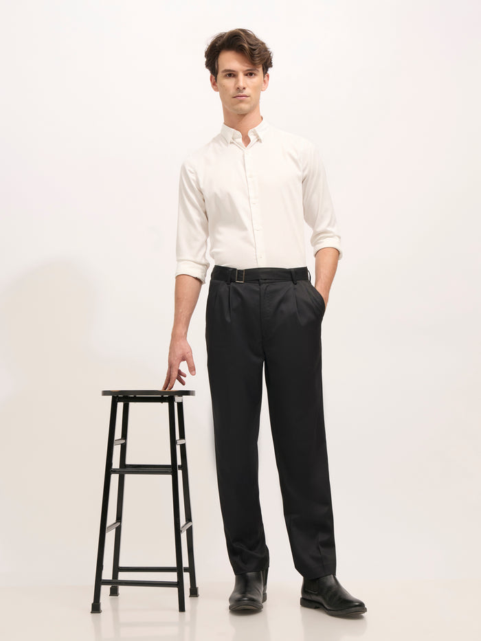 Maximilian -men's  Beltless Formal Pant in black