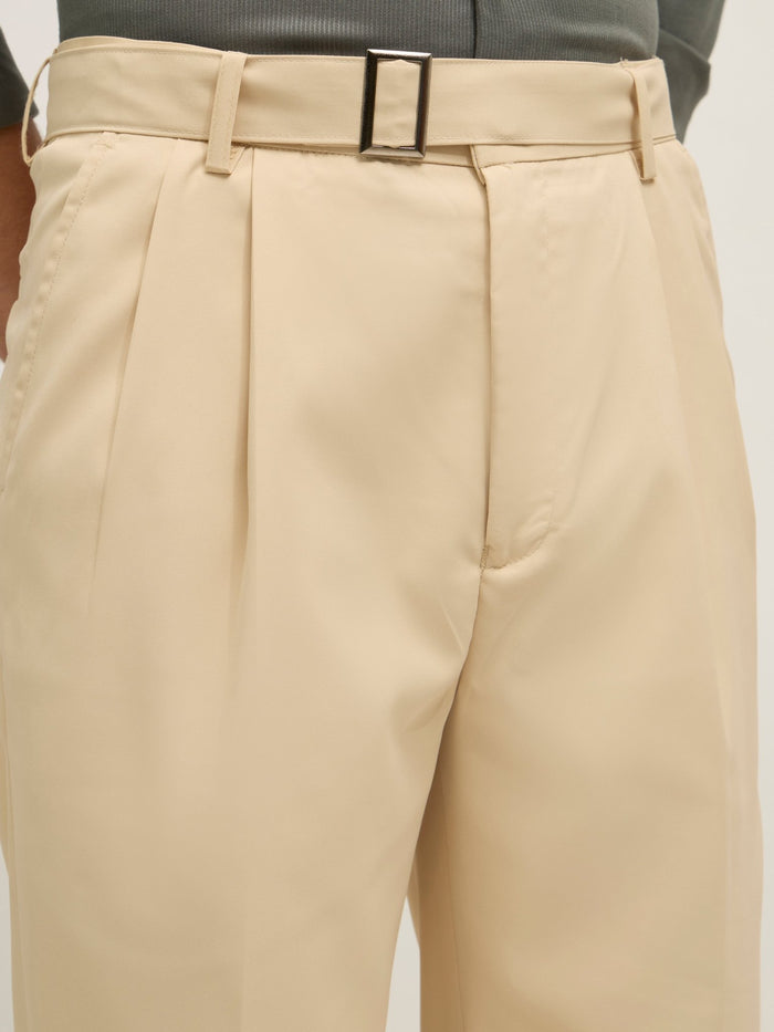 Maximilian -men's  Beltless Formal Pant in beige