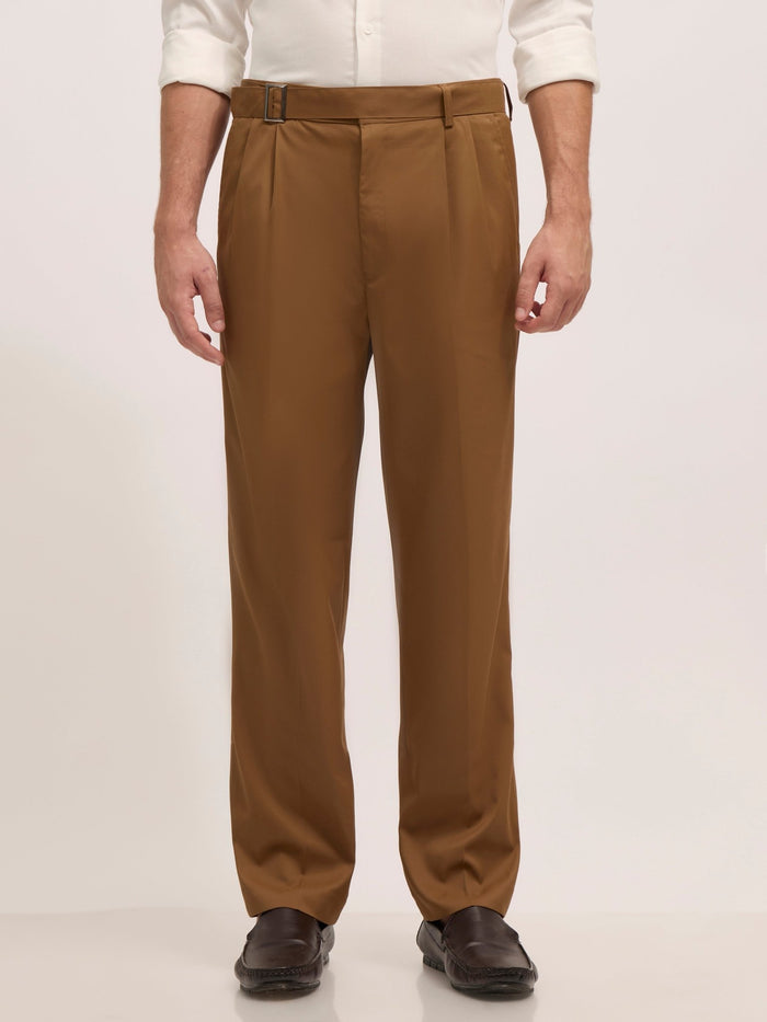 Maximilian -men's  Beltless Formal Pant in Coffee