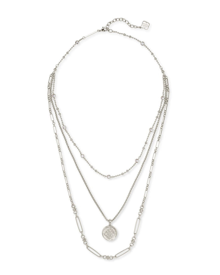 Medallion Triple Stand Necklace in Silver