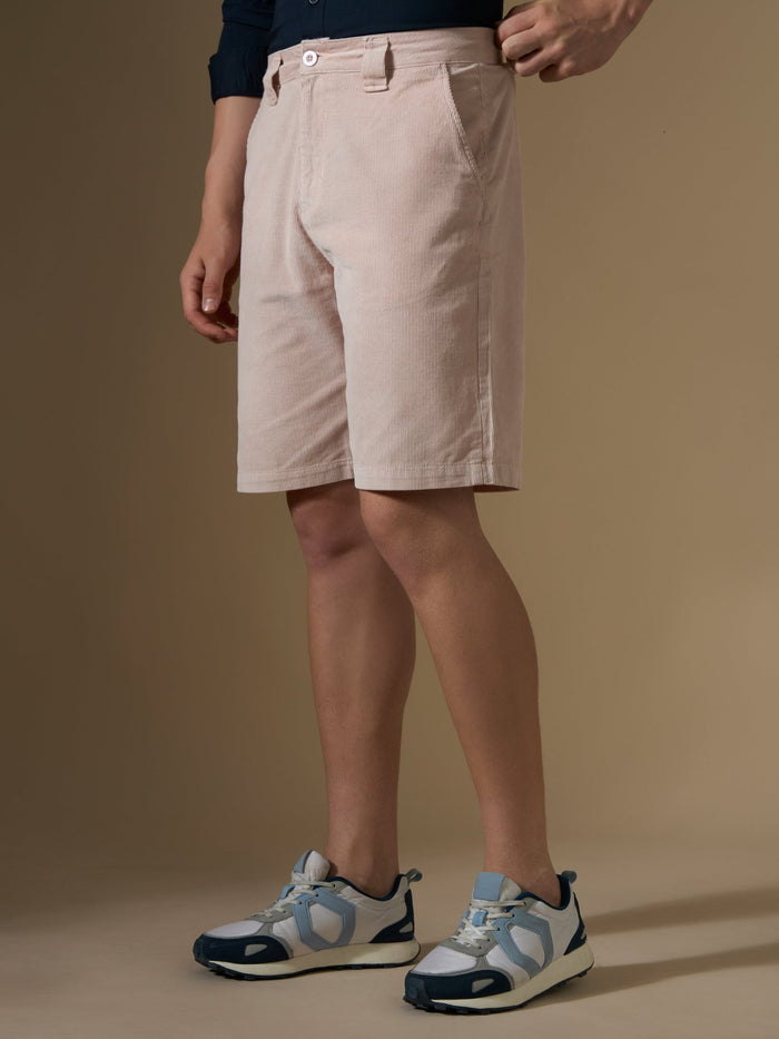men's beige corduroy shorts made from pure cotton.
