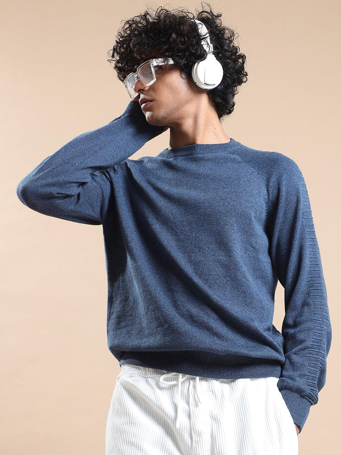 Men's Navy-Black Sweater - Espanshe
