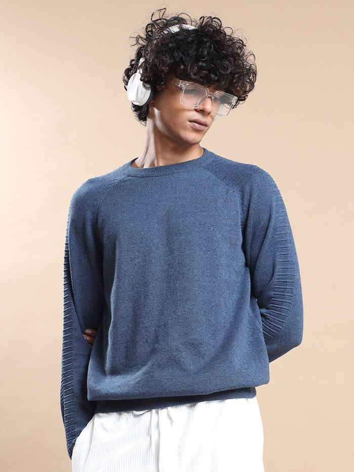 Men's Navy-Black Sweater - Espanshe