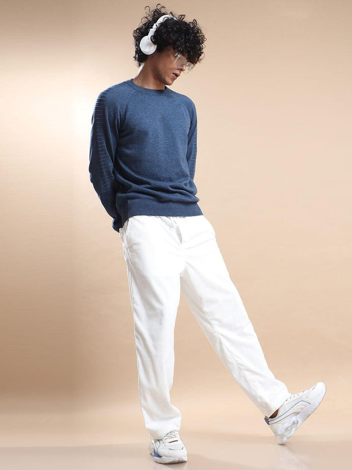 Men's Navy-Black Sweater - Espanshe