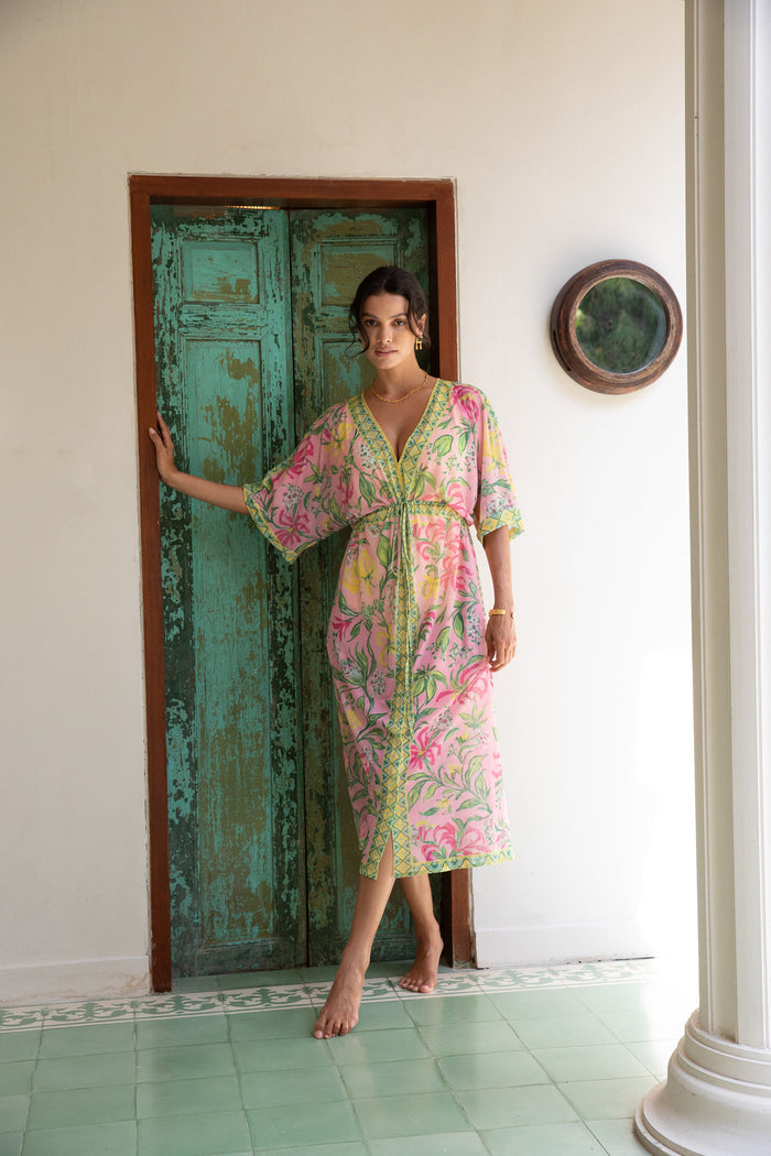 Mesh Cecile Kaftan Dress - Limoncello