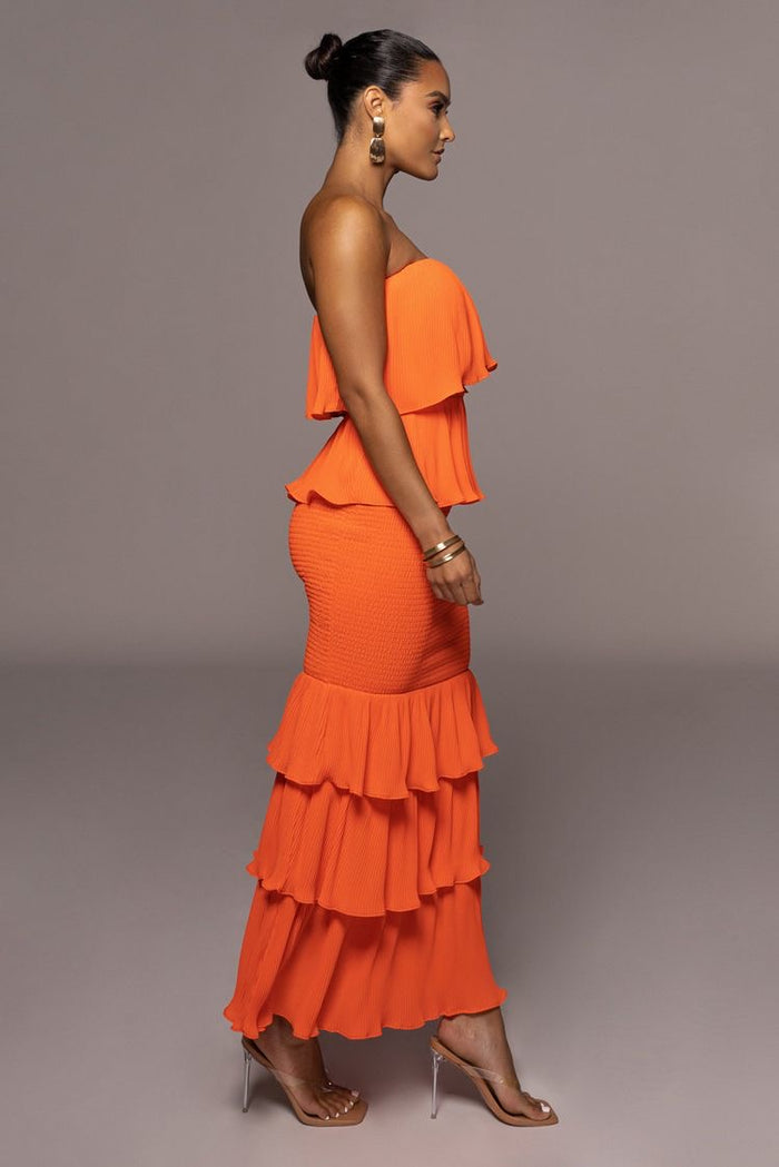 Mexican Ruffle Maxi Dress - Orange