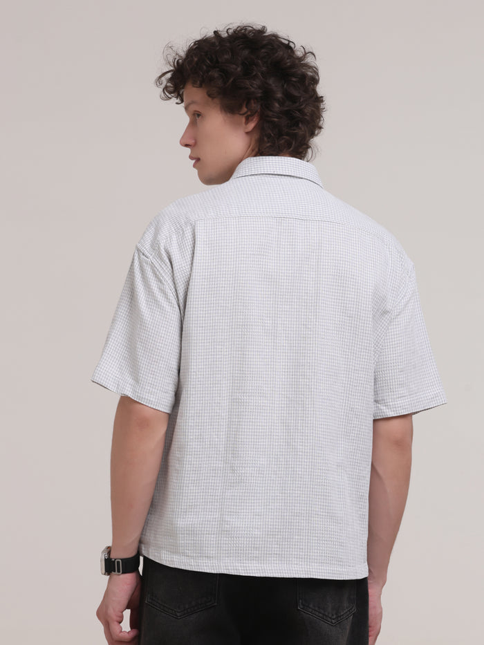 Michek Oversized Double Pocket Half Sleeve Shirt- Light Purple