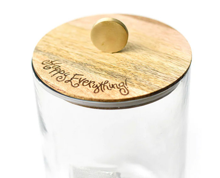 Mini Wooden Lid Happy Everything Glass Jar