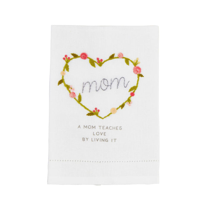 Mom Teaches Love Embroidered Towel