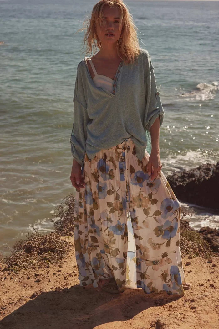 New Growth Floral Crepe Button-Front Maxi Skirt - ShopPromesa