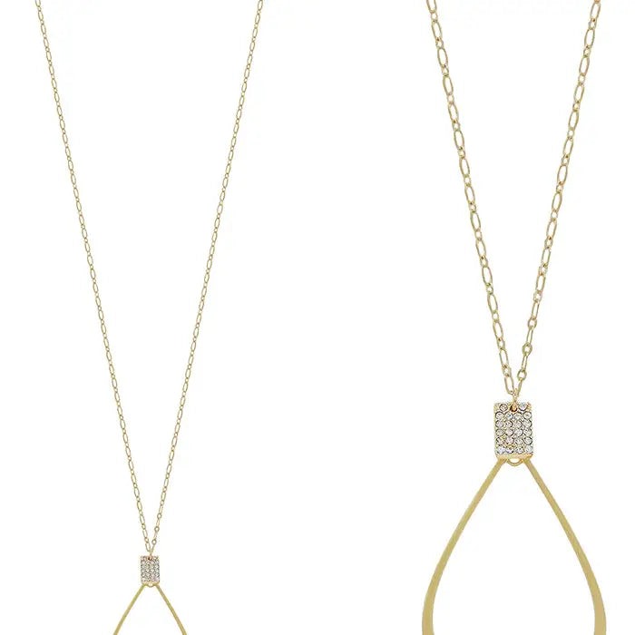Open Rhinestone Teardrop Necklace