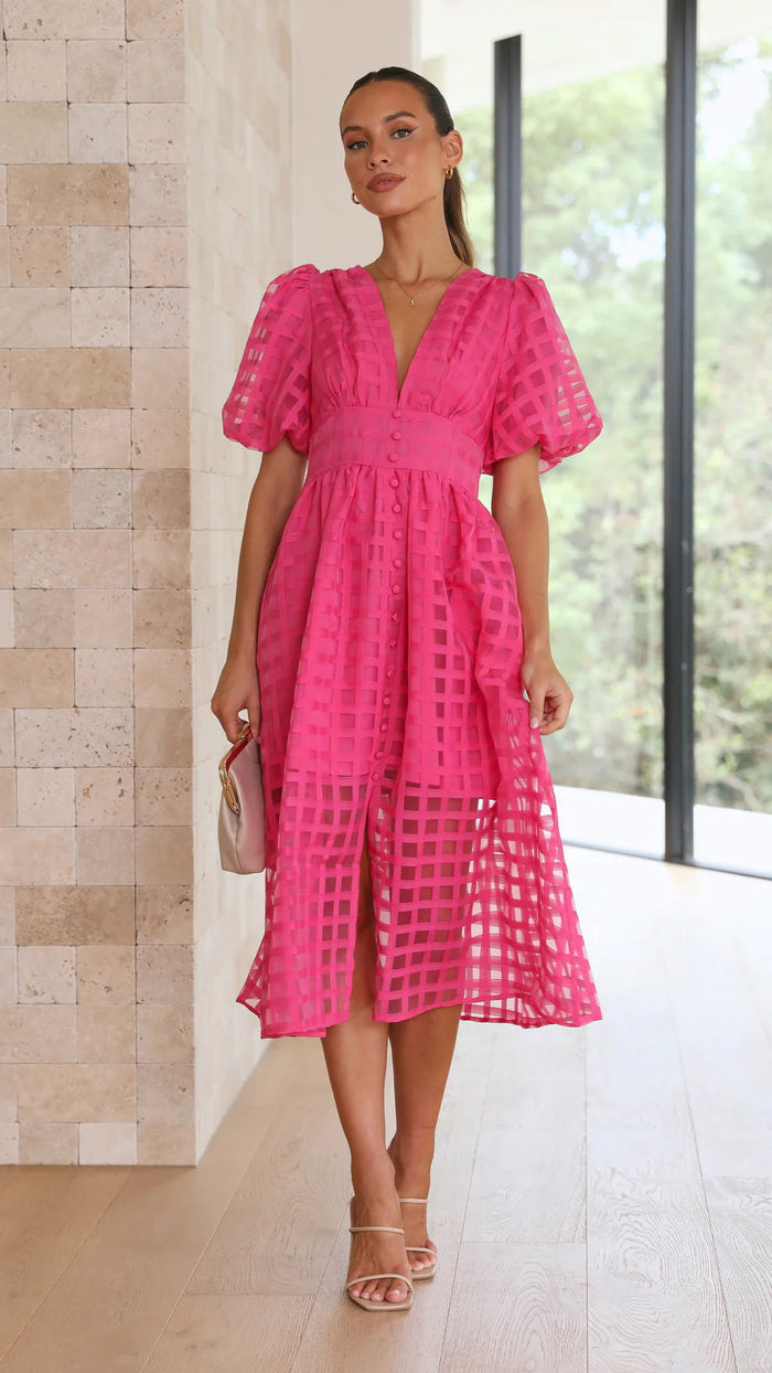 Paradise Midi Dress - Rose Red