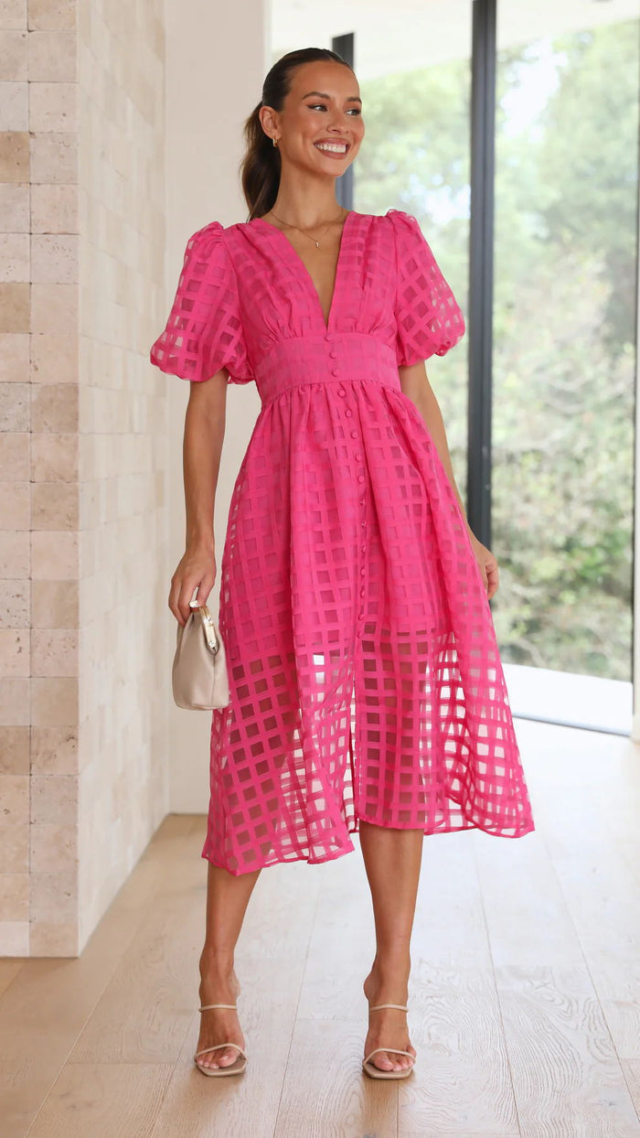 Paradise Midi Dress - Rose Red