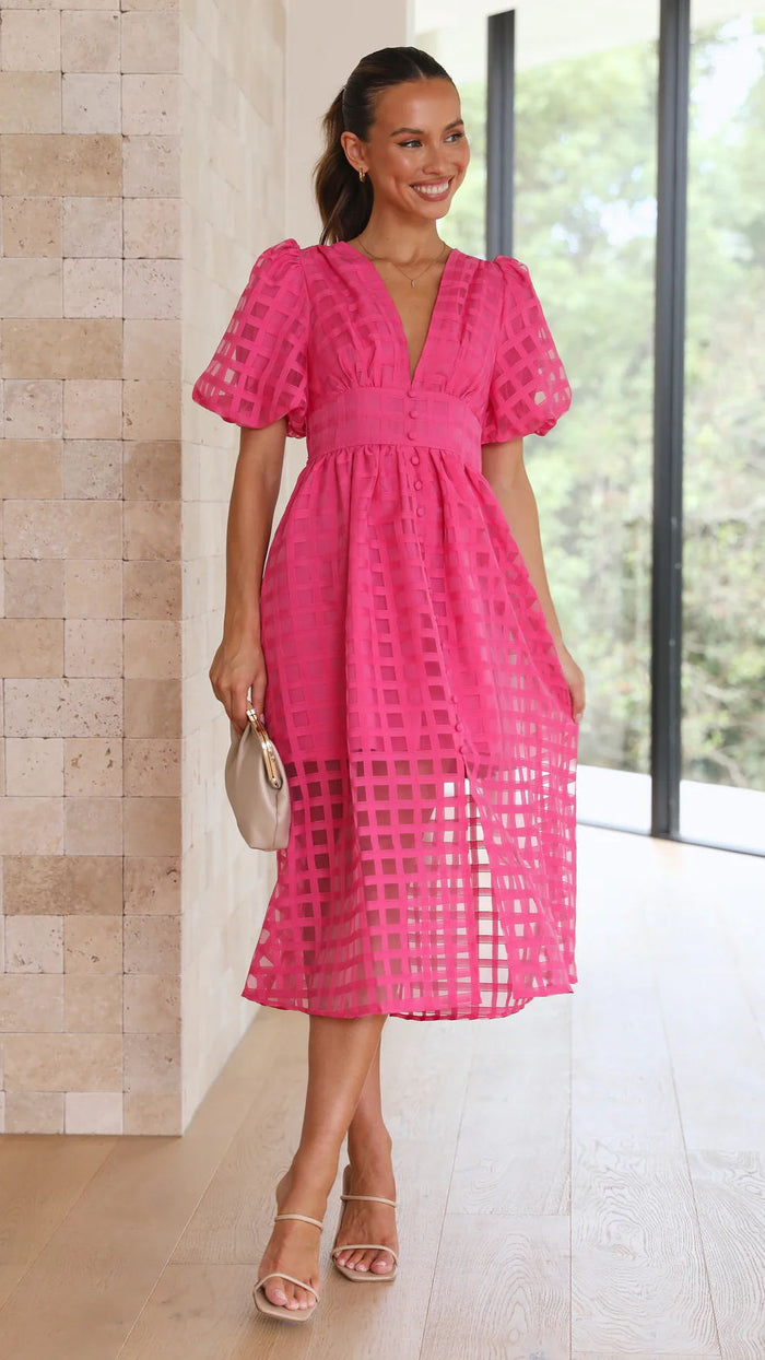 Paradise Midi Dress - Rose Red