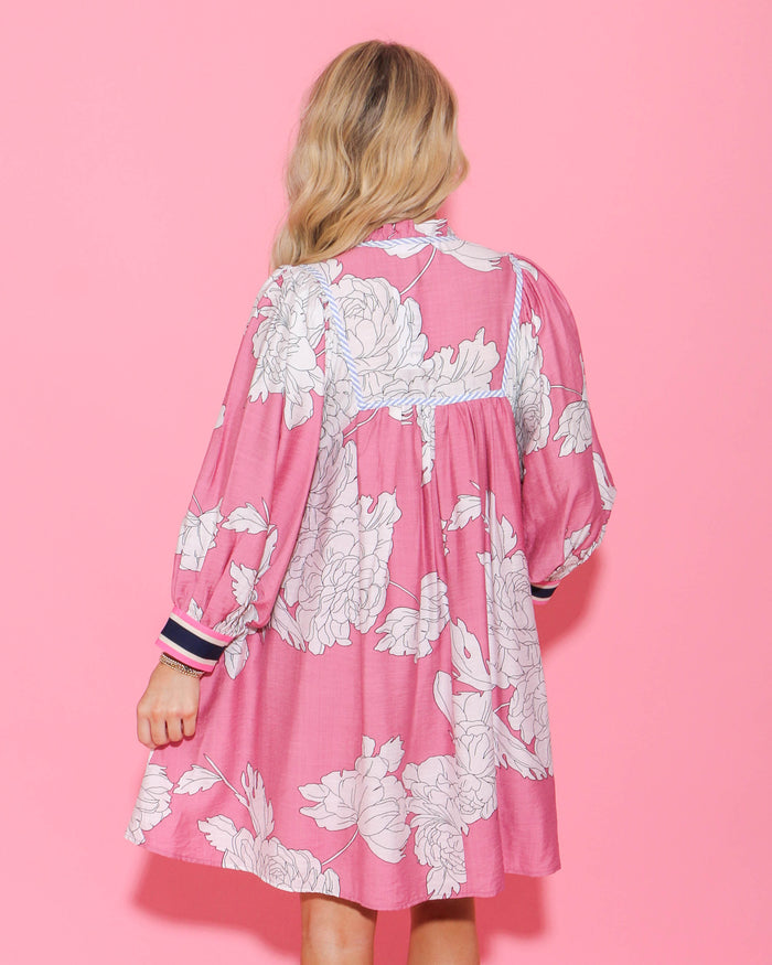 Pink Floral Print Mini Dress