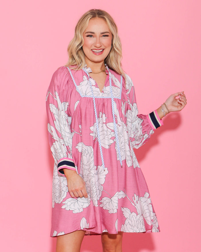 Pink Floral Print Mini Dress