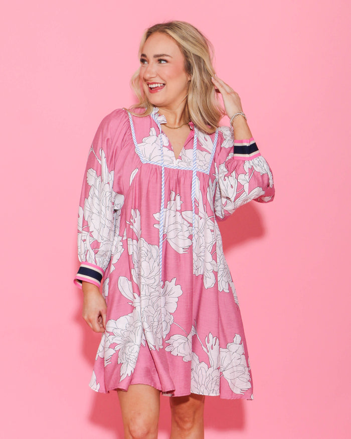 Pink Floral Print Mini Dress