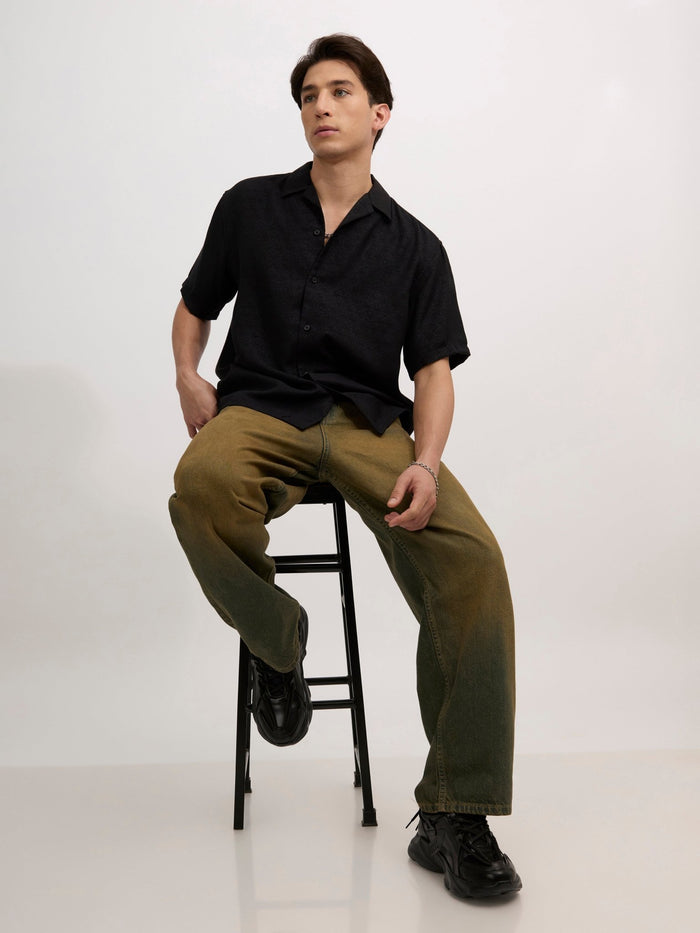 men's super baggy jeans in stained blue