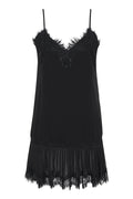 Pleated Lace Silk Dress Black
