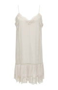 Pleated Lace Silk Dress Vanilla