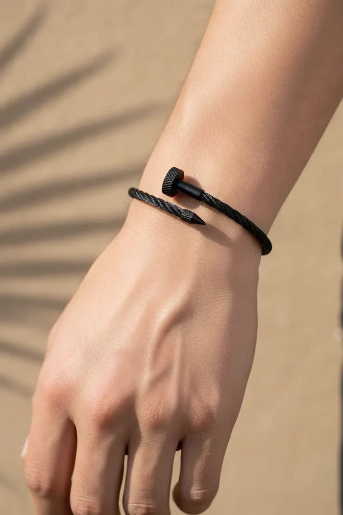 Premium Black Nail Twist Bracelet for Men BR-2701
