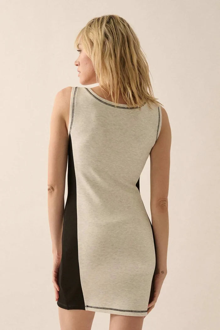 Premium Scuba Colorblock Quarter-Zip Mini Dress - ShopPromesa