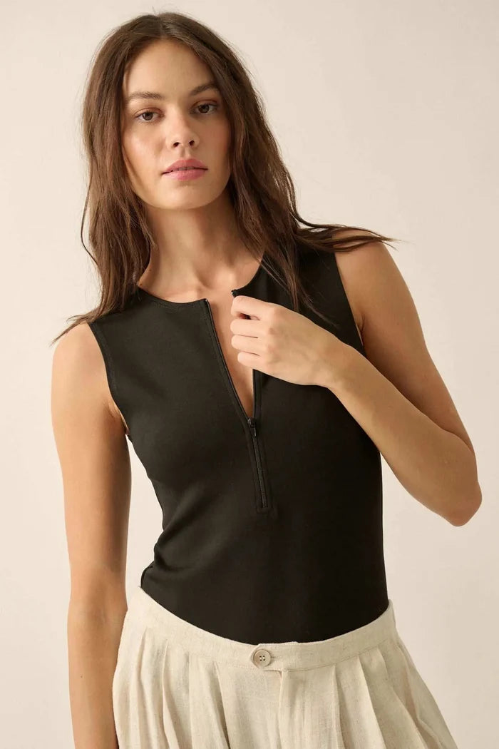 Premium Scuba Half-Zip Sleeveless Bodysuit - ShopPromesa