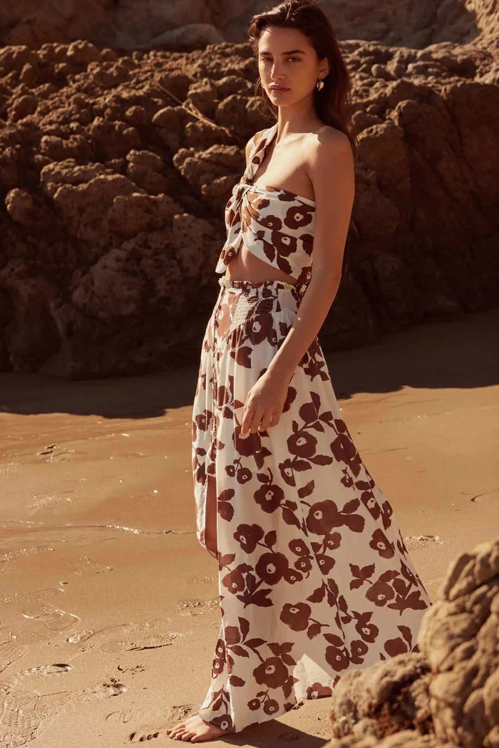 Pretty Poppies Floral Button-Front Maxi Skirt - ShopPromesa