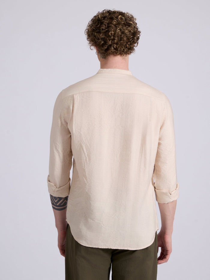 men's Mandarin Collar Plain Shirt -pink color