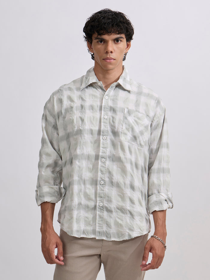Men's Pulse Tee - Checks Shirt in light green color