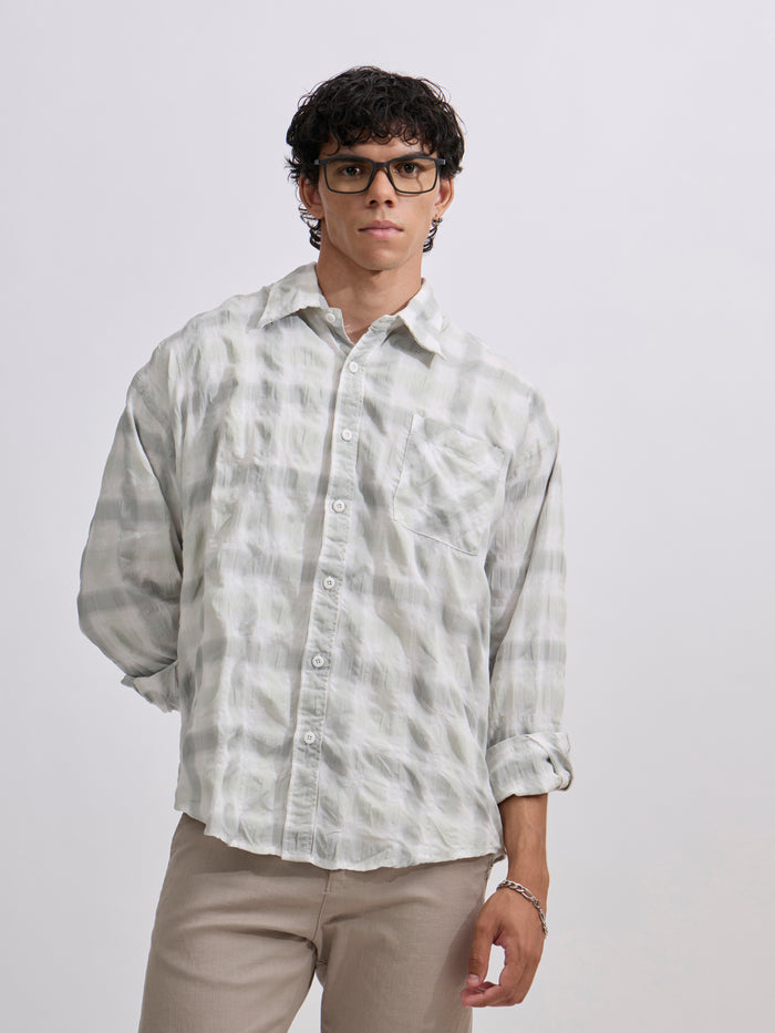 Men's Pulse Tee - Checks Shirt in light green color
