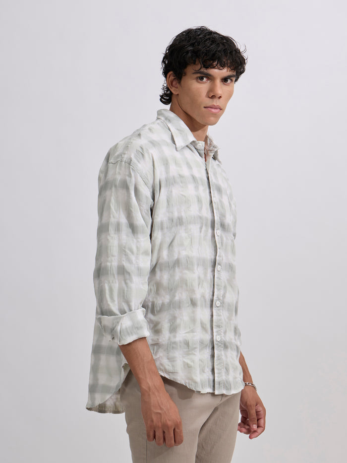 Men's Pulse Tee - Checks Shirt in light green color