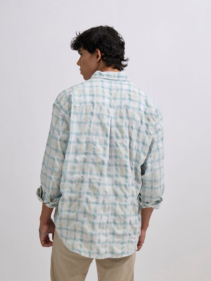 Men's Pulse Tee - Checks Shirt in mint green color