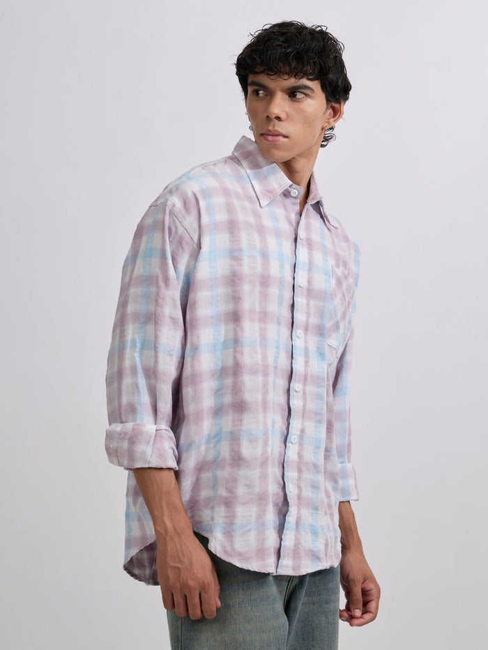 Men's Pulse Tee - Checks Shirt in Pastel Lavender color