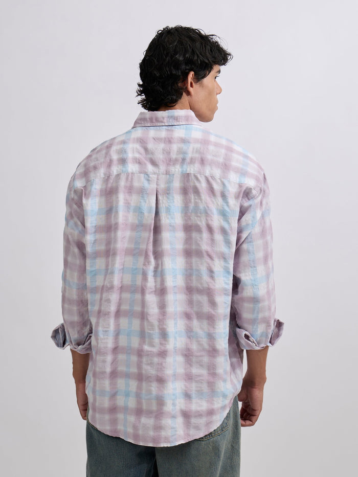 Men's Pulse Tee - Checks Shirt in Pastel Lavender color