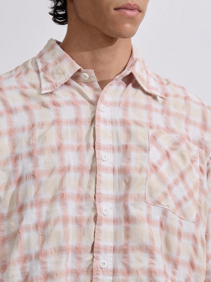 Men's Pulse Tee - Checks Shirt in pink color