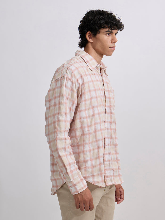 Men's Pulse Tee - Checks Shirt in pink color