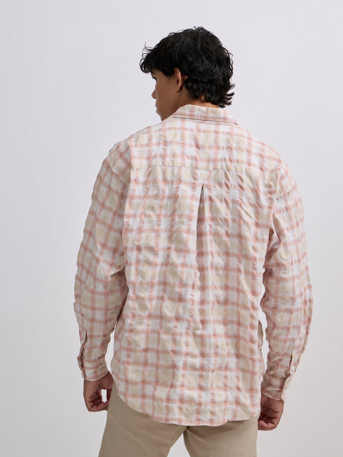 Men's Pulse Tee - Checks Shirt in pink  color
