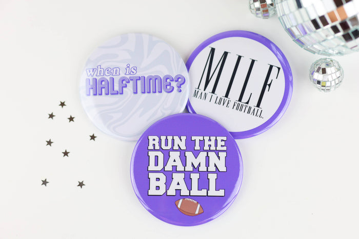 Purple Game Day  Buttons | Game Day Pins