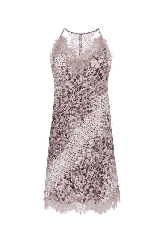 Python Print Racerback Silk Dress - Muted Rose Python