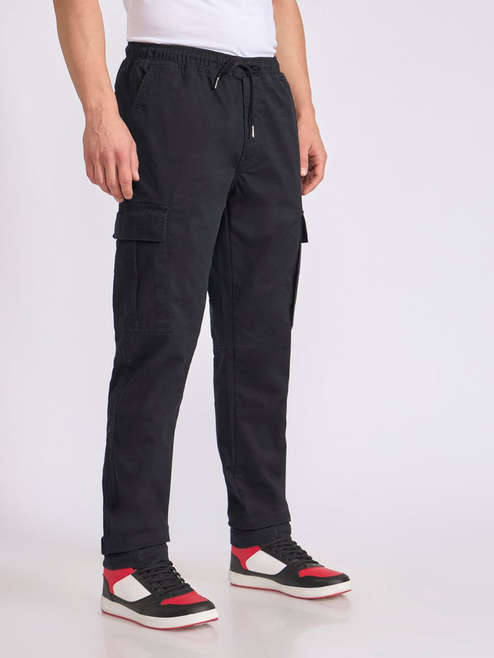 Men's jogger pant in black with elasticated drawstring