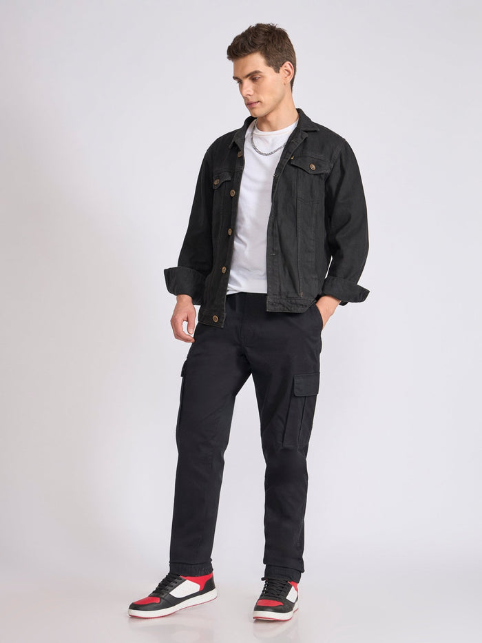 Men's jogger pant in black with elasticated drawstring